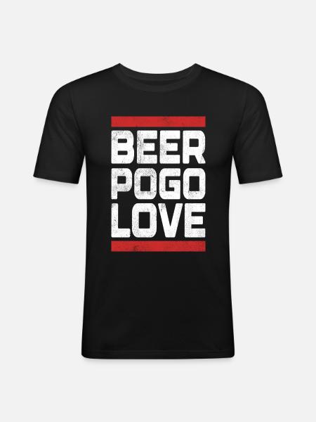 Bier-Pogo-Liebe - Männer Slim Fit T-Shirt - Schwarz