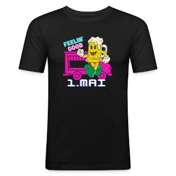 May hike - May 1st - Party - Beer / booze - Men's Slim Fit T-Shirt - black - Front - Nik (191cm)