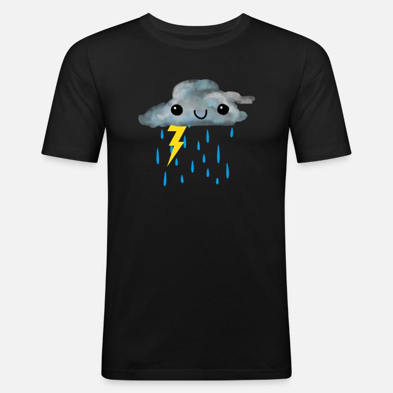 Glückliche Gewitterwolke - Männer Slim Fit T-Shirt - Schwarz