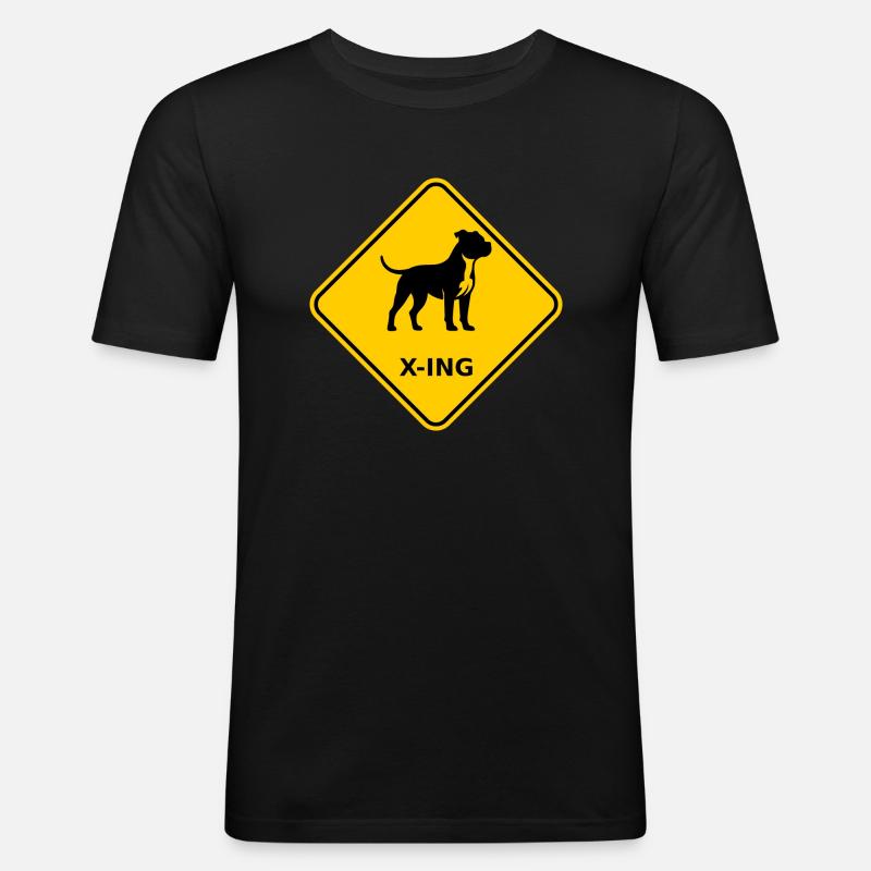 Schild "Bit Pull X-ING" - Männer Slim Fit T-Shirt - Schwarz