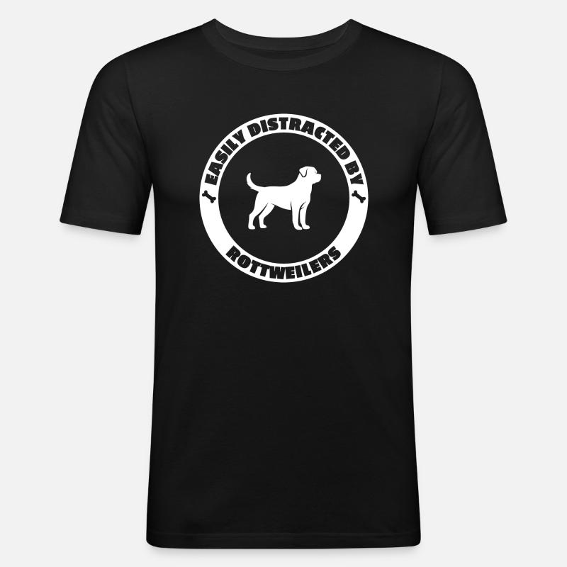 Easily distracted by Rottweilers - Männer Slim Fit T-Shirt - Schwarz