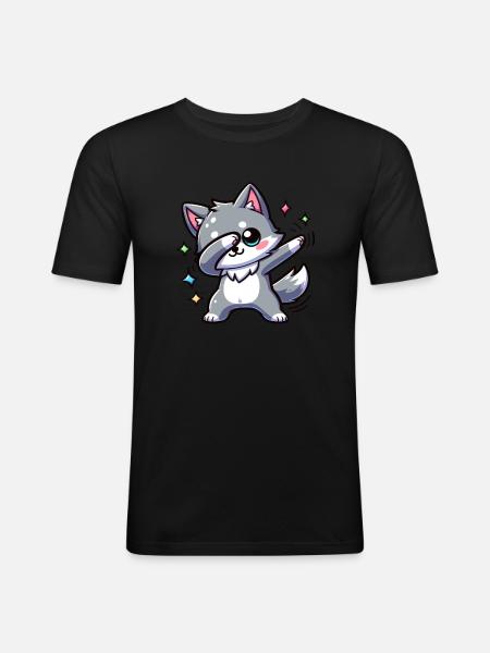 Cute little wolf - Men's Slim Fit T-Shirt - black