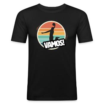 Retro Basketball Vamos - Men's Slim Fit T-Shirt - black - Front - Nik (191cm)