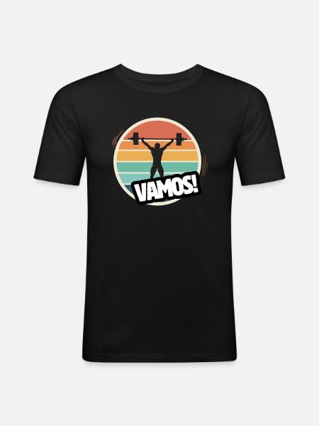 Vamos Retro Weightlifting - Men's Slim Fit T-Shirt - black