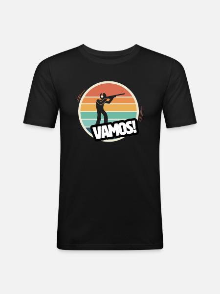 Vamos Titte Retro - Männer Slim Fit T-Shirt - Schwarz