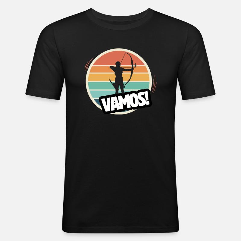 Vamos Bogenschießen Retro - Männer Slim Fit T-Shirt - Schwarz