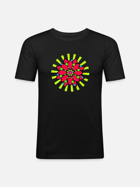 psyflower - Männer Slim Fit T-Shirt - Schwarz