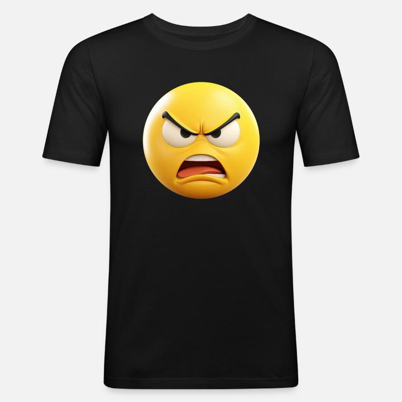 Wütend Emoticon Emotion - Männer Slim Fit T-Shirt - Schwarz