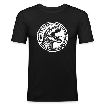 Dinosaure Dino - T-shirt près du corps Homme - noir - Devant - Nik (191cm)