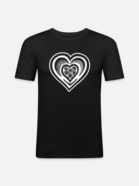 Herz - Männer Slim Fit T-Shirt - Schwarz