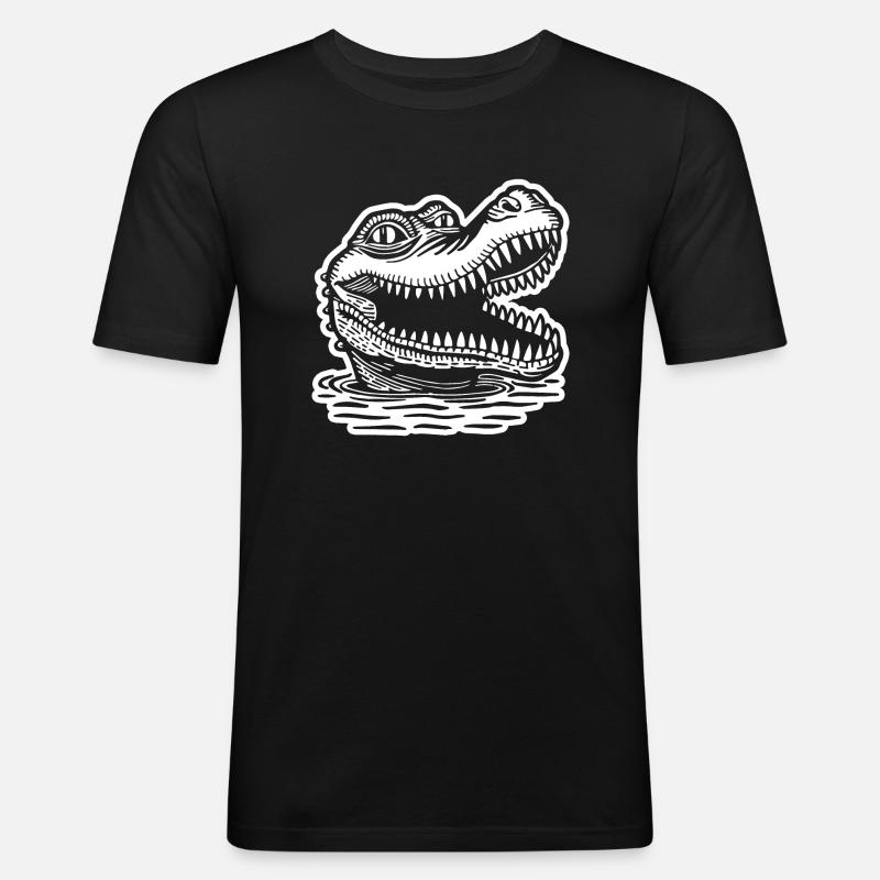 Krokodil Alligator - Männer Slim Fit T-Shirt - Schwarz