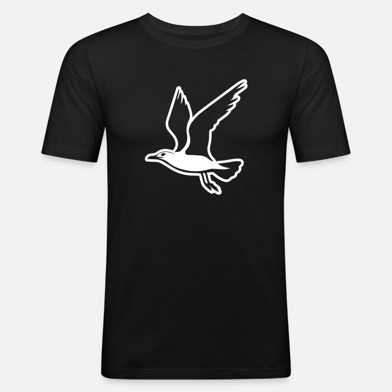 Möwe - Männer Slim Fit T-Shirt - Schwarz