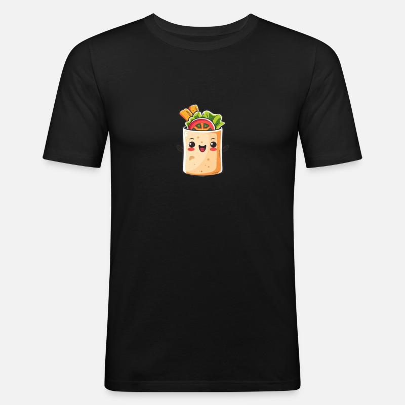 Süßer Burrito Comic - Männer Slim Fit T-Shirt - Schwarz