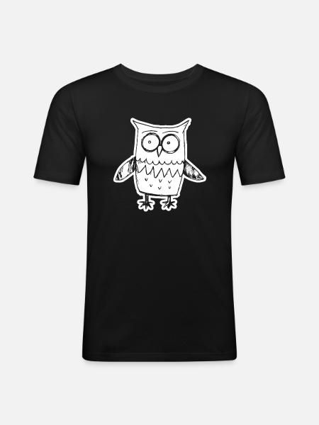 Eule Eulen Vogel - Männer Slim Fit T-Shirt - Schwarz