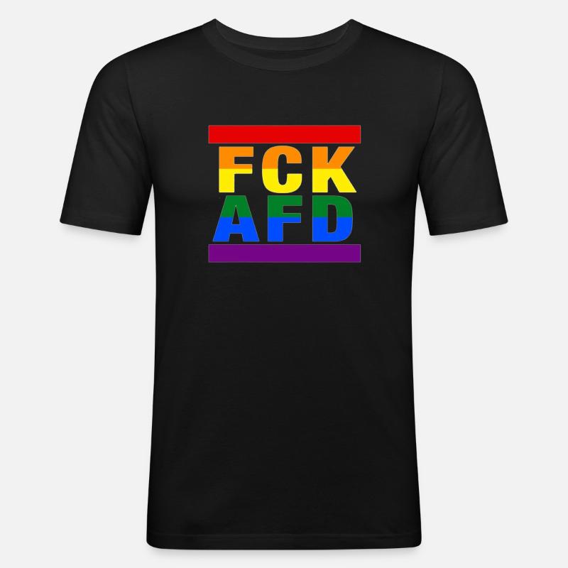 FCKAFD - Männer Slim Fit T-Shirt - Schwarz