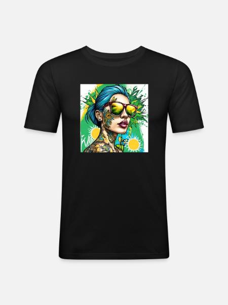 PURPURE MOTIVATION - Männer Slim Fit T-Shirt - Schwarz