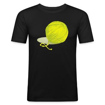 Wollknäuel Stricken Wolle Mütze Garn - Männer Slim Fit T-Shirt - Schwarz - Vorne - Nik (191cm)