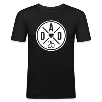 Dad 25 Vater Baby Papa 2025 - Männer Slim Fit T-Shirt - Schwarz - Vorne - Nik (191cm)