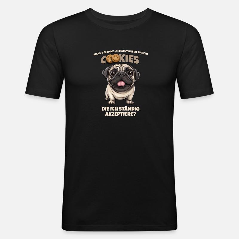 lustiger Spruch mit Mops Hunde Geschenkidee - Männer Slim Fit T-Shirt - Schwarz