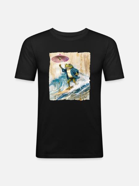 Frog Surfing - Men's Slim Fit T-Shirt - black