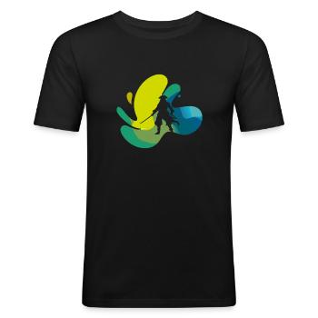 Drapeau Pirate Tête De Pirate - T-shirt près du corps Homme - noir - Devant - Nik (191cm)