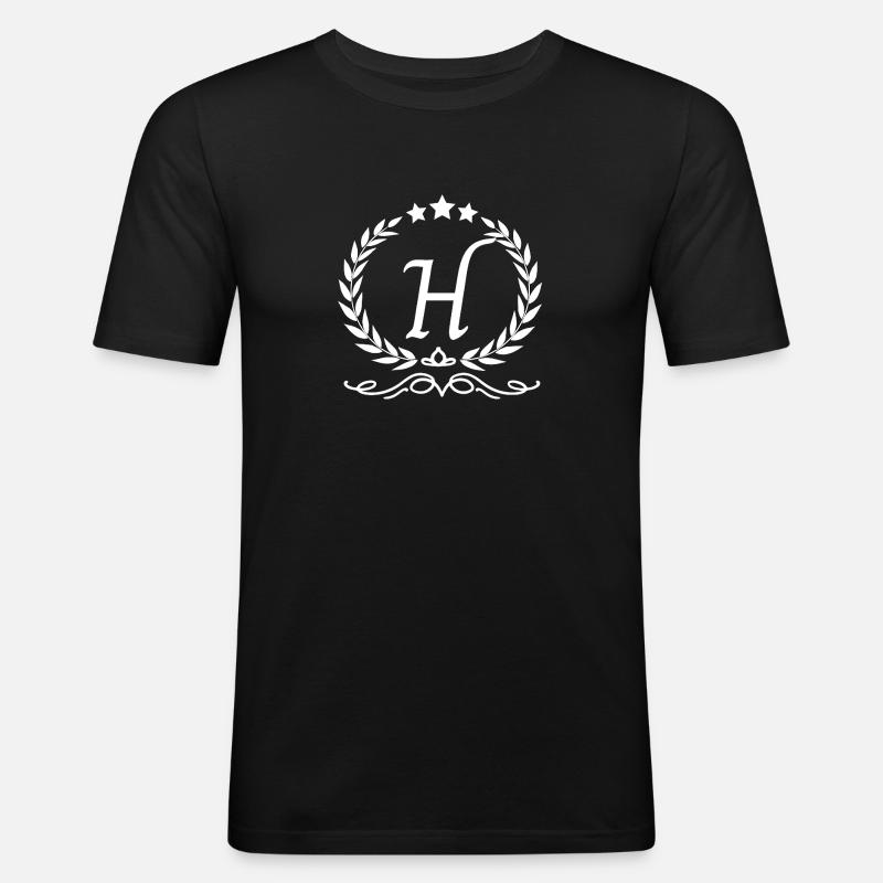 Buchstabe h Krone - Männer Slim Fit T-Shirt - Schwarz