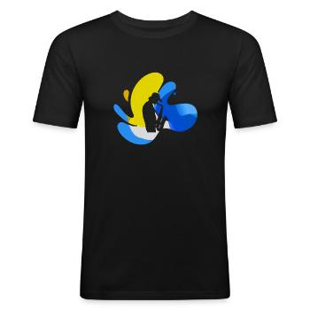 Saxophoniste Brass Band Saxophone - T-shirt près du corps Homme - noir - Devant - Nik (191cm)