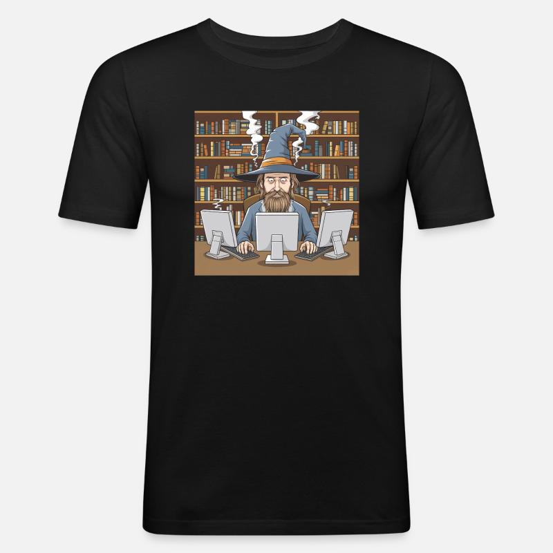 Code Zauberer - Männer Slim Fit T-Shirt - Schwarz