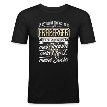 FREIBERGER - Herz - Männer Slim Fit T-Shirt - Schwarz - Vorne - Nik (191cm)