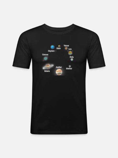 Sonnensystem - Männer Slim Fit T-Shirt - Schwarz