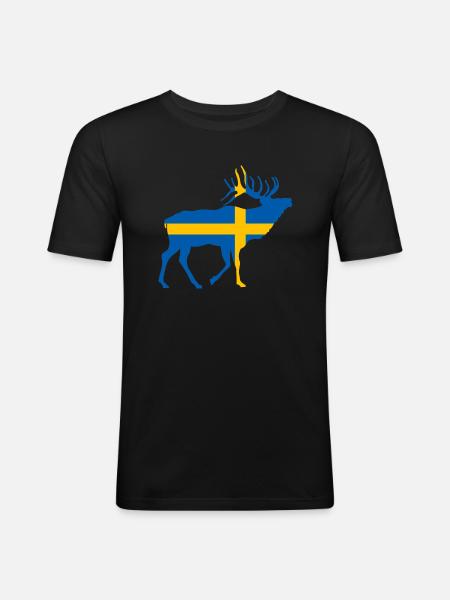 Elch Suède - T-shirt près du corps Homme - noir