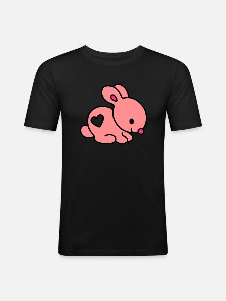 lapin coeur - T-shirt près du corps Homme - noir
