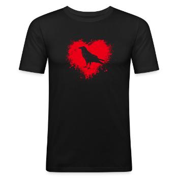 Rabe Herz Raben clever schlau Lieblingstier - Männer Slim Fit T-Shirt - Schwarz - Vorne - Nik (191cm)