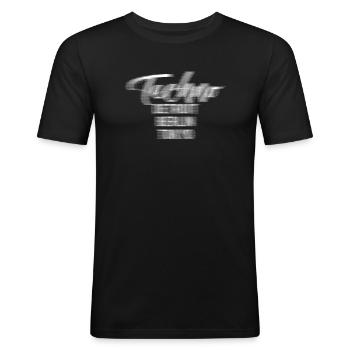 techno detroit berlin tokyo - Men's Slim Fit T-Shirt - black - Front - Nik (191cm)