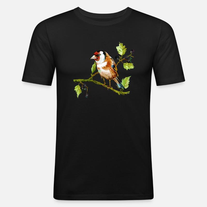 Bunter Vogel - Männer Slim Fit T-Shirt - Schwarz