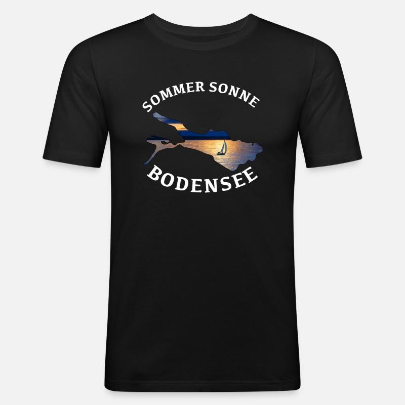Bodensee - Männer Slim Fit T-Shirt - Schwarz