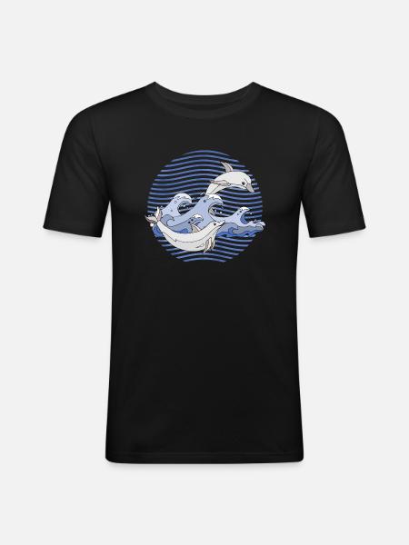 Delphine - Männer Slim Fit T-Shirt - Schwarz