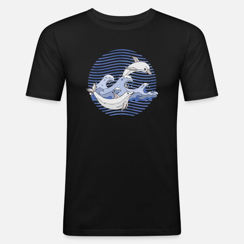 Delphine - Männer Slim Fit T-Shirt - Schwarz