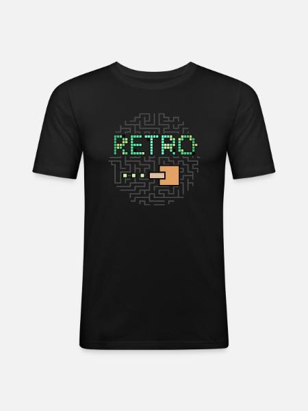 Retro Text & Maze Shooter Game - Men's Slim Fit T-Shirt - black