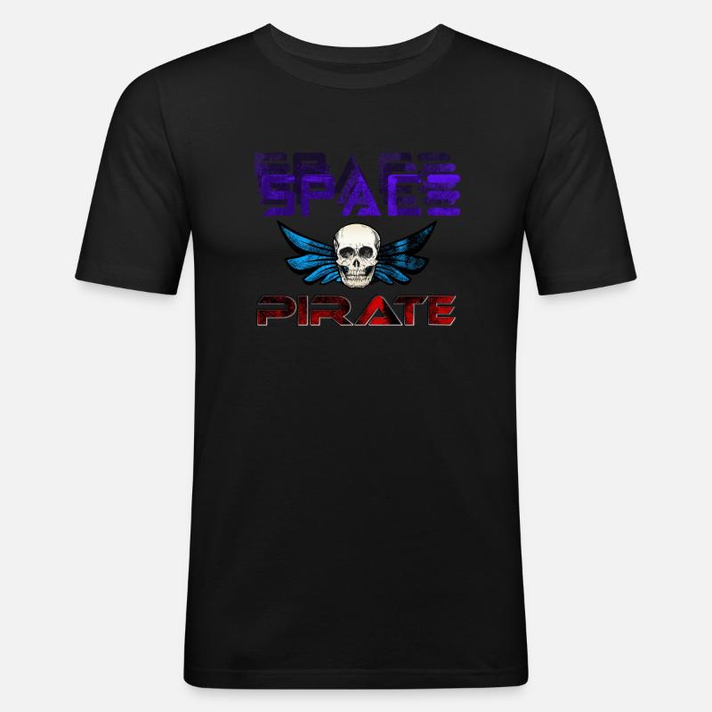 Space Pirate - Männer Slim Fit T-Shirt - Schwarz
