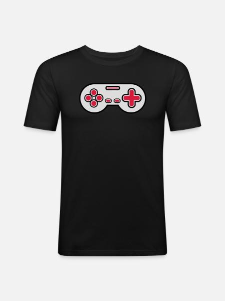 Alter Controller Retro Gamer - Männer Slim Fit T-Shirt - Schwarz