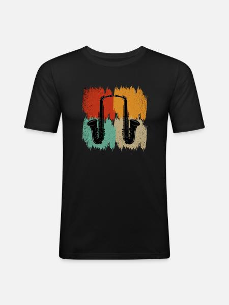 saxophone retro - Men's Slim Fit T-Shirt - black