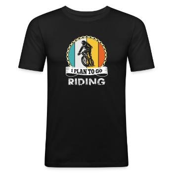Ik speel om grappig fietsen te gaan rijden - Mannen slim fit T-shirt - zwart - Voor - Nik (191cm)
