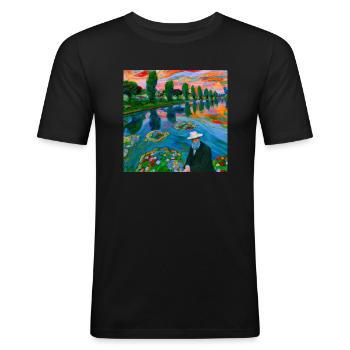 MONET ON LSD - Men's Slim Fit T-Shirt - black - Front - Nik (191cm)