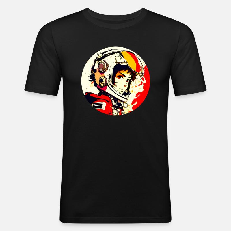 Anime Pilotin - Männer Slim Fit T-Shirt - Schwarz