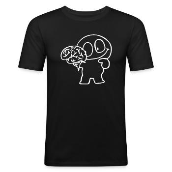 Idiot use your brain - Men's Slim Fit T-Shirt - black - Front - Nik (191cm)