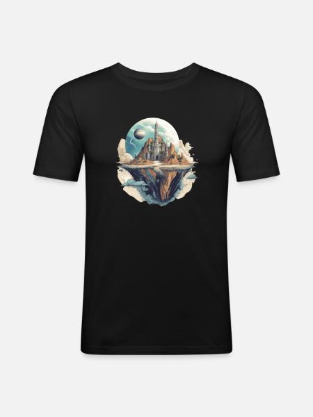 Futuristic life on planets - Men's Slim Fit T-Shirt - black