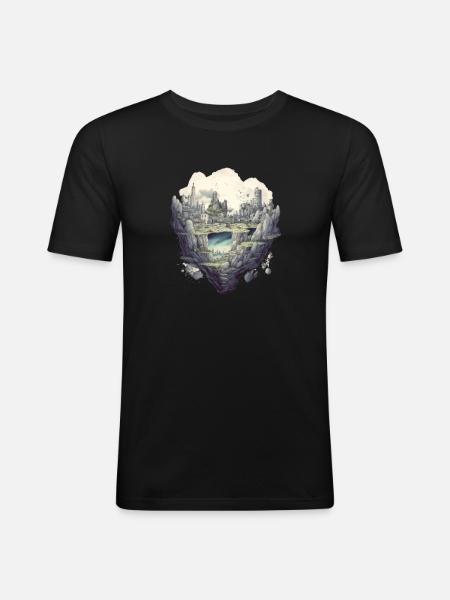 Futuristic life on planets - Men's Slim Fit T-Shirt - black