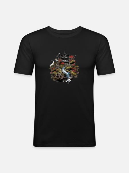 Bonsai - Japanese Garden - Men's Slim Fit T-Shirt - black