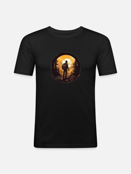 Hiking Mountains Trees Alps - Men's Slim Fit T-Shirt - black
